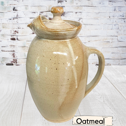 Large pitcher with lid tea, coffee, serving. Steep tea pottery handmade ceramic teapot