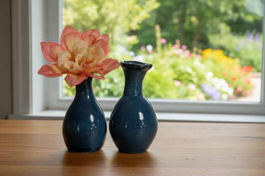 Small vase for flowers with tilted neck. weed pots, tiny vase for small blooms. Pottery handmade