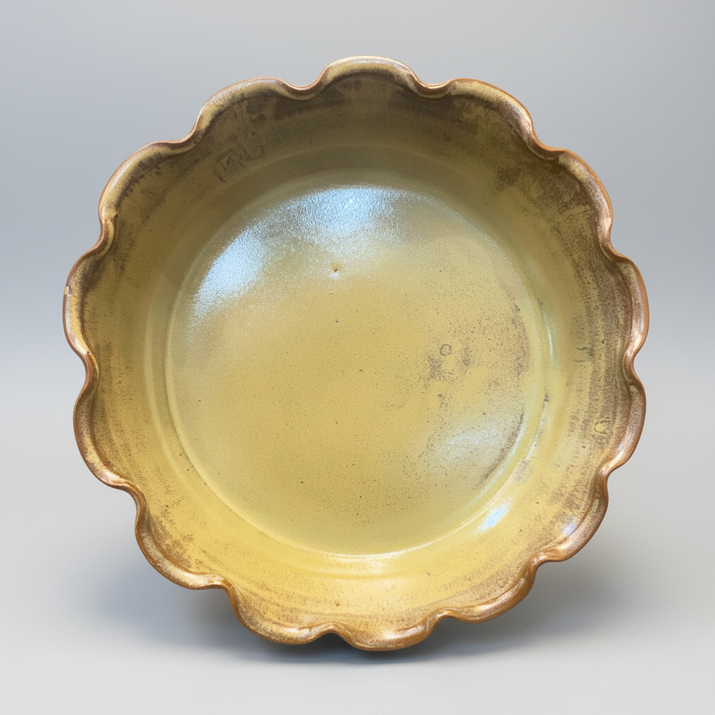 Ceramic pie plate handmade pottery baking dish shallow pan fluted edges for fruit pies