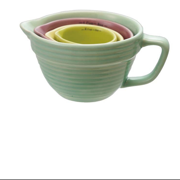 Stoneware nested measure cup set of 4. Fun colors Modern