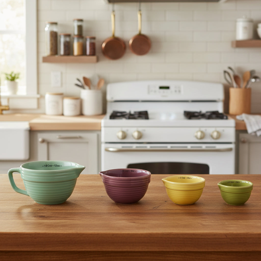 Stoneware nested measure cup set of 4. Fun colors Modern
