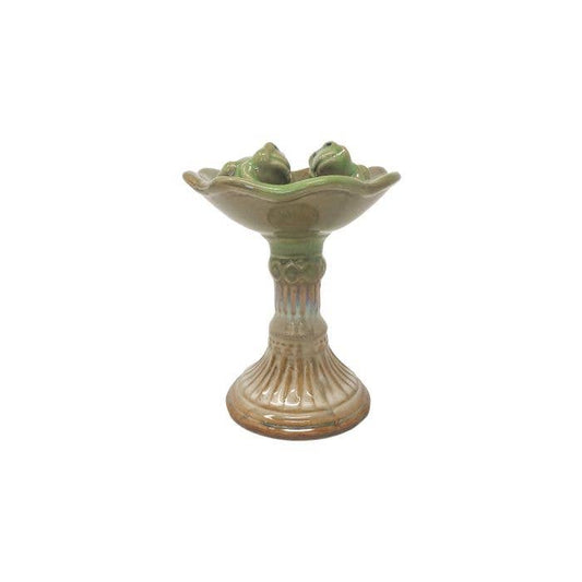 green cream soap dish 