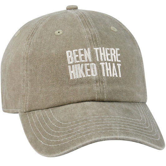Been There Hiked That Baseball Cap tan with white letters