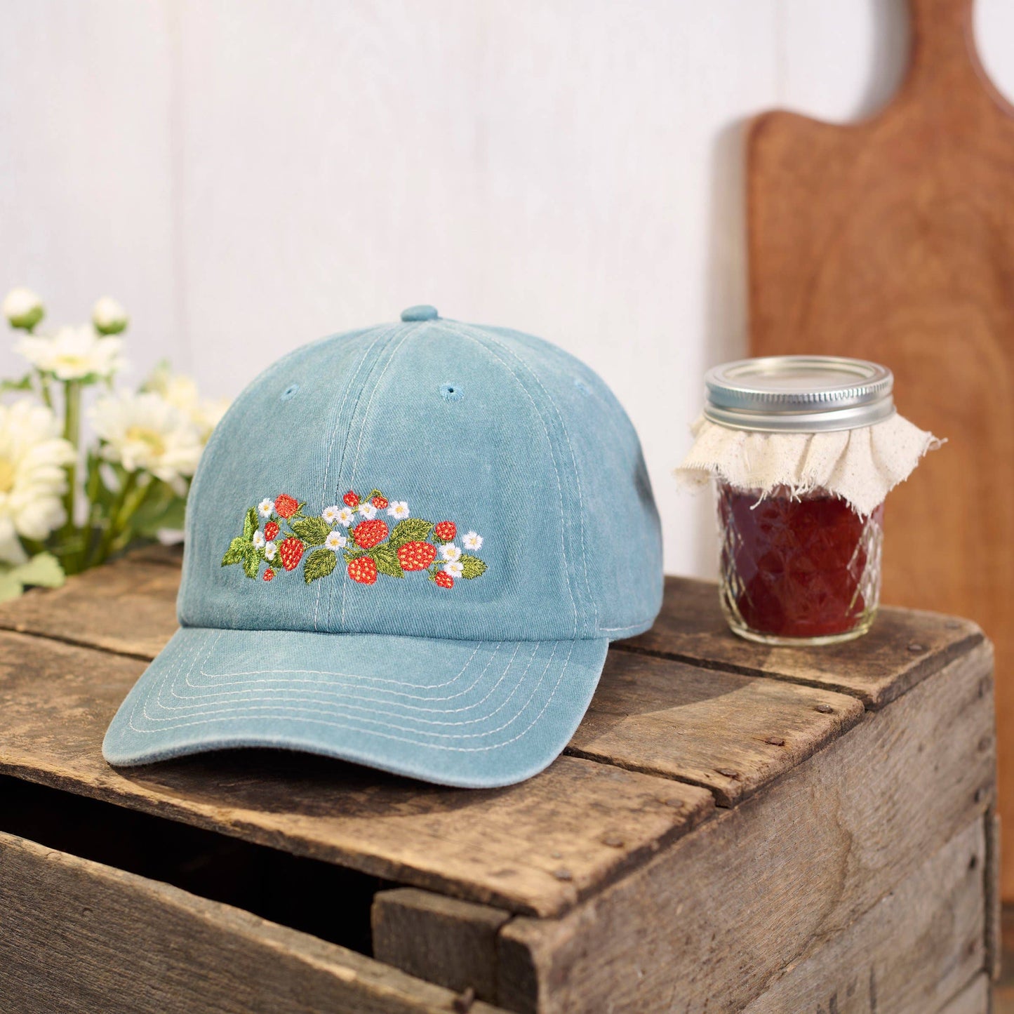 Baseball Cap with strawberries ladies hat adjustable