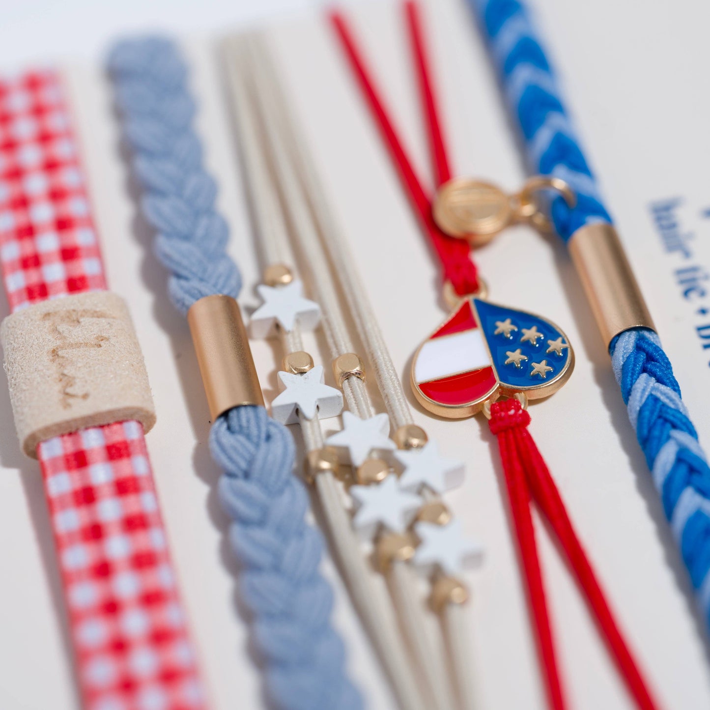 K'lani hair tie bracelets - "Free" Patriotic Hair Tie Bracelets set of 5
