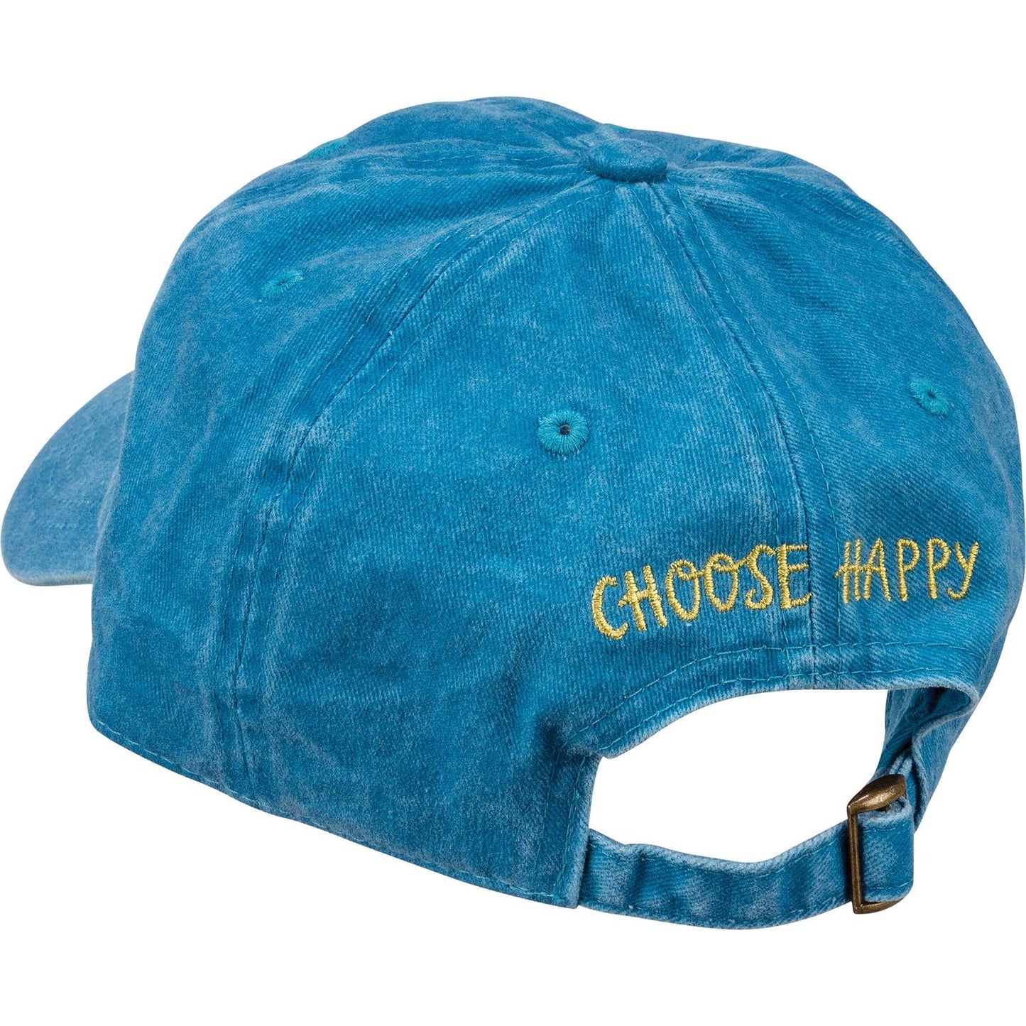 Baseball Cap blue hat with flowers choose happy