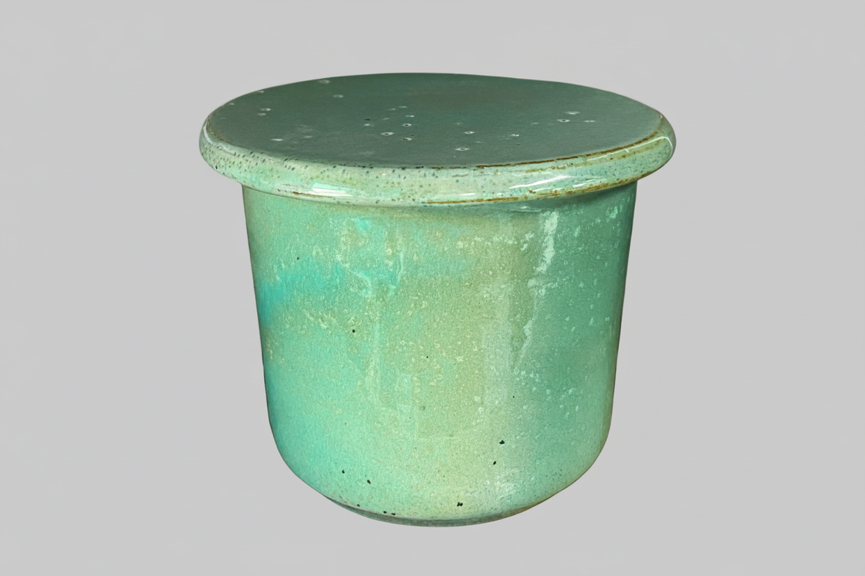 Pottery butter dish Robin's egg 