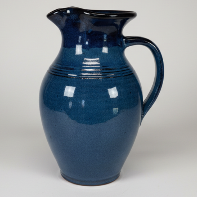 pitcher blue on blue pottery 