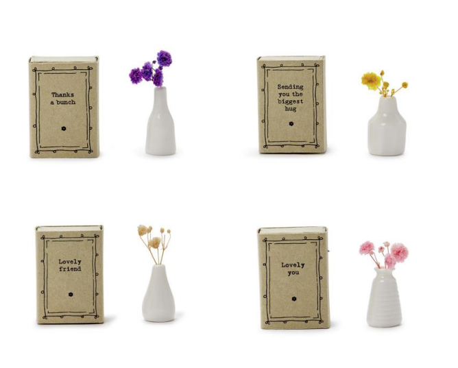 Porcelian vase tiny with flowers. Choose from 4 shapes. Small for doll house or small shelf