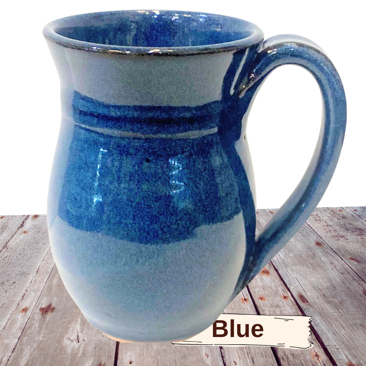 Coffee cup holds 12 ounces handmade pottery mug for coffee or tea. Study handle for 2 or 3 fingers