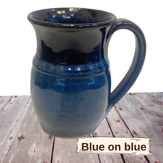 Coffee cup holds 12 ounces handmade pottery mug for coffee or tea. Study handle for 2 or 3 fingers