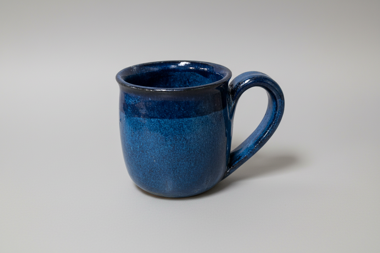 Blue pottery cup handmade ceramic mug