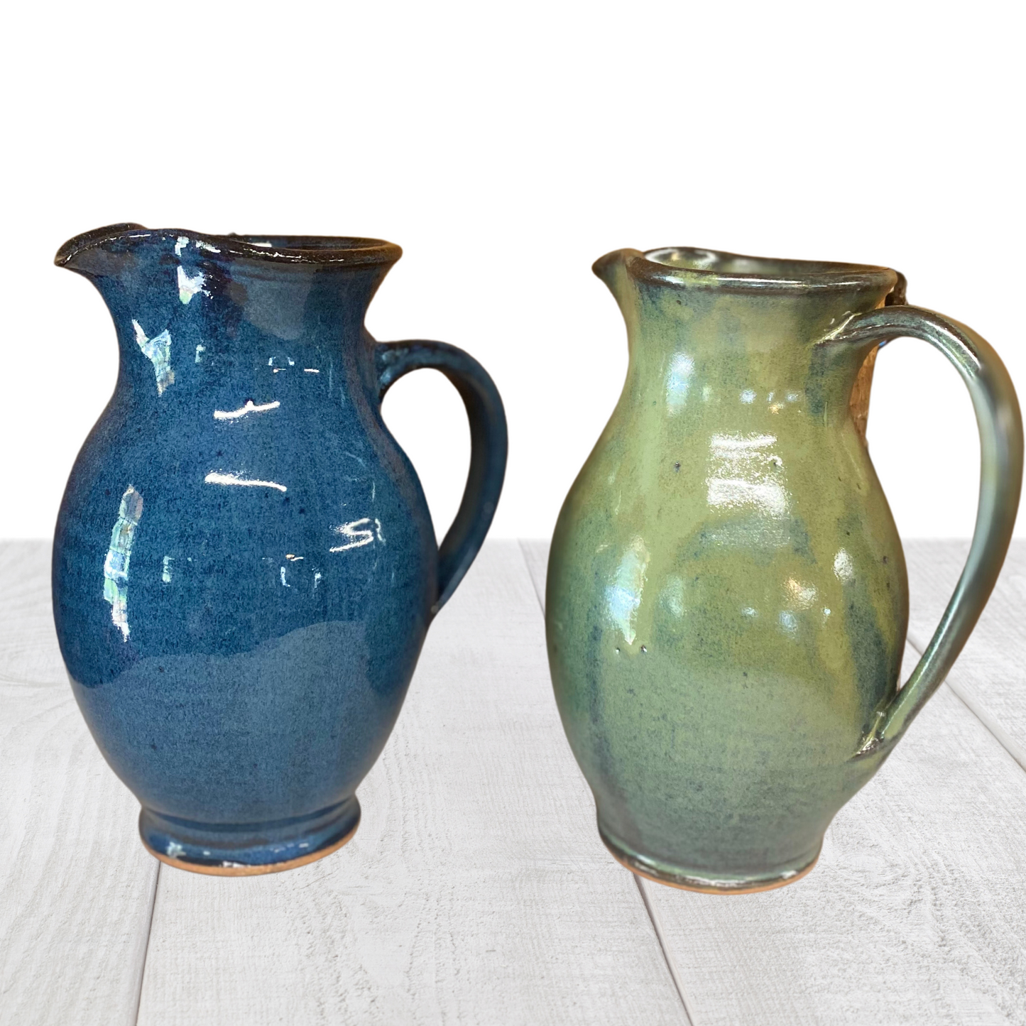Water or Ice Tea Pitcher quart size  handmade pottery for coffee steep tea pour spout handle. Small to medium size