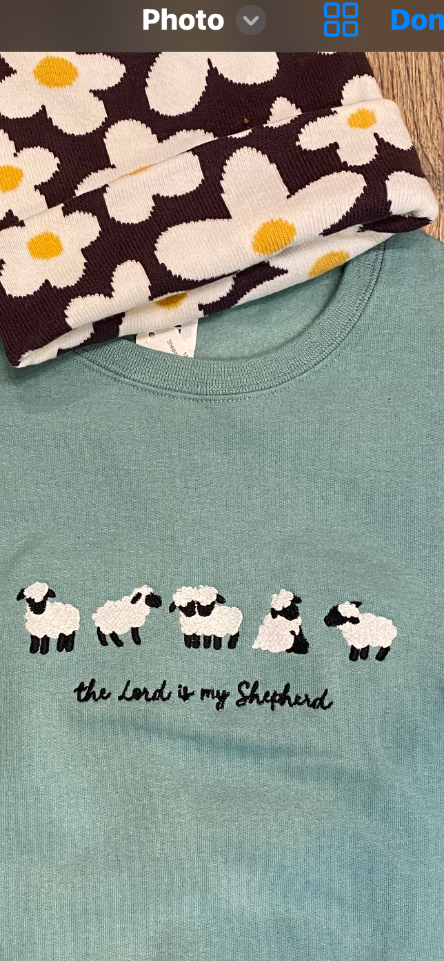 Sweatshirt The Lord Is my Shepard Embroidered sheep
