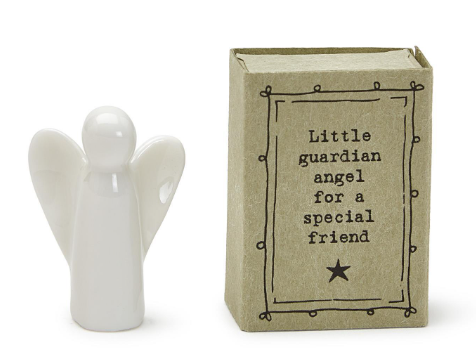 Guardian angel for a friend. Porcelain East of India. matchbox gift box. Small gift for friendship