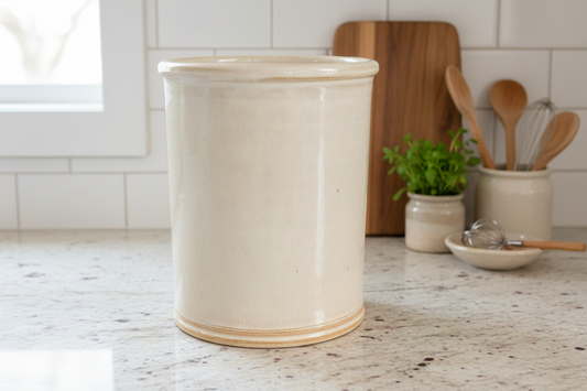 Utensil Holder, and Wine Chiller straight cylinder pottery handmade for spatulas by the stove or vase or wine chiller