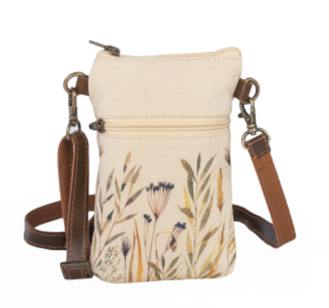 Wildflowers  cellphone sling bag phone purse with long removable strap for iphone verdant pattern