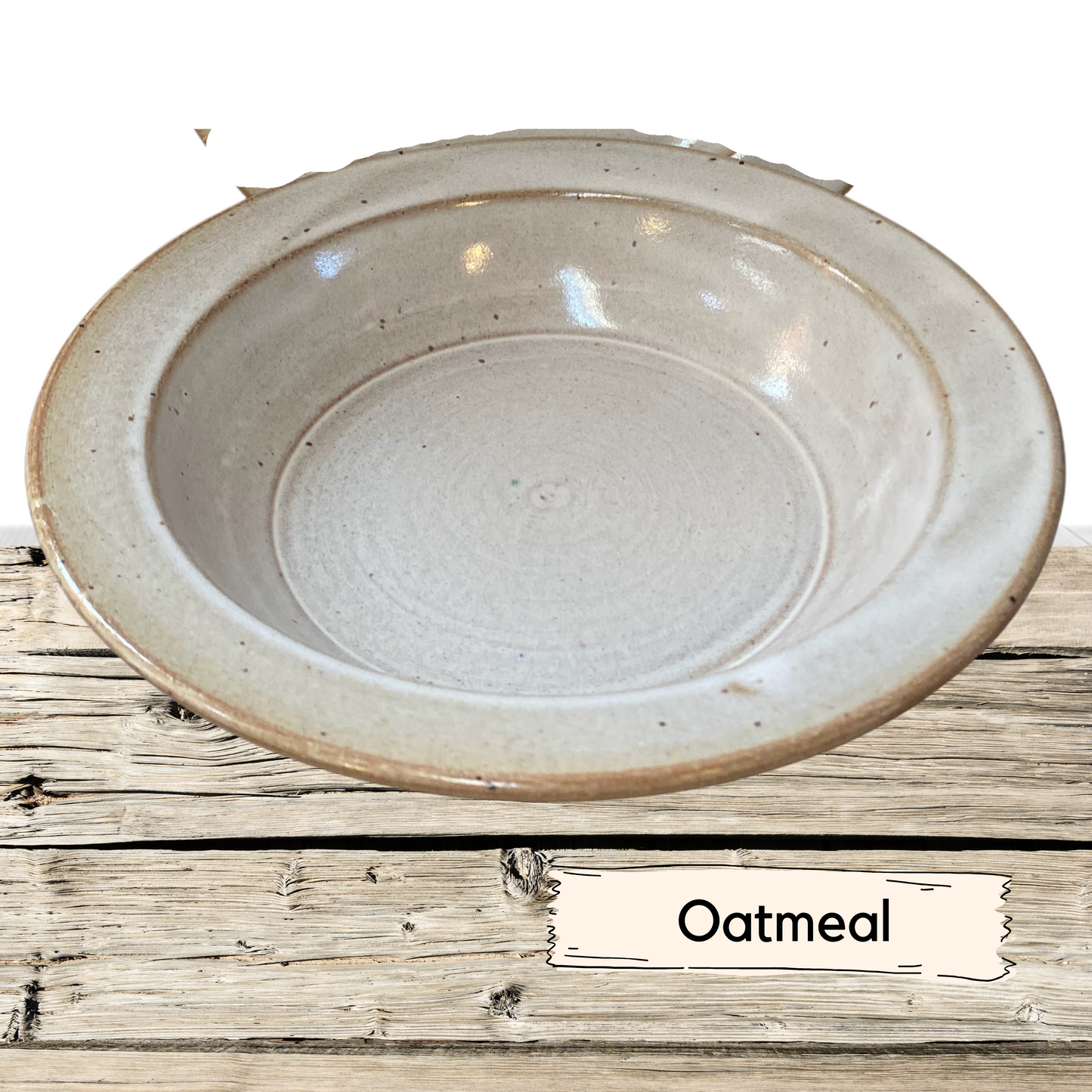 Pasta soup or salad bowl room for crackers along wide edge. Handmade pottery. Ceramic shallow dish