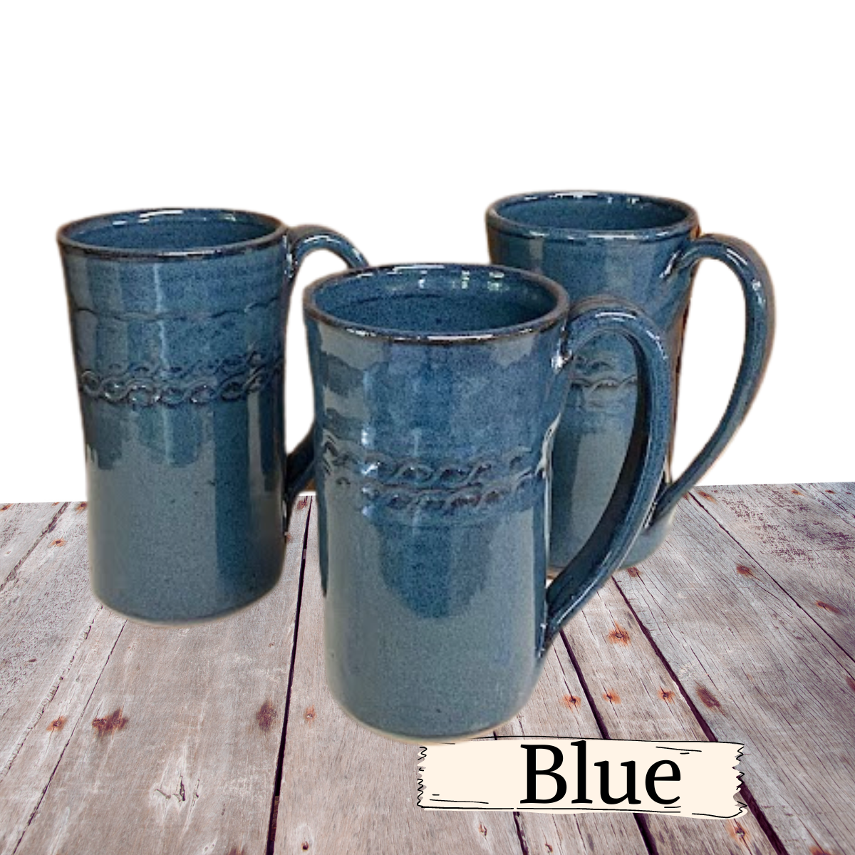large coffee mug straight sides 4 fingers pottery handmade ceramic cup