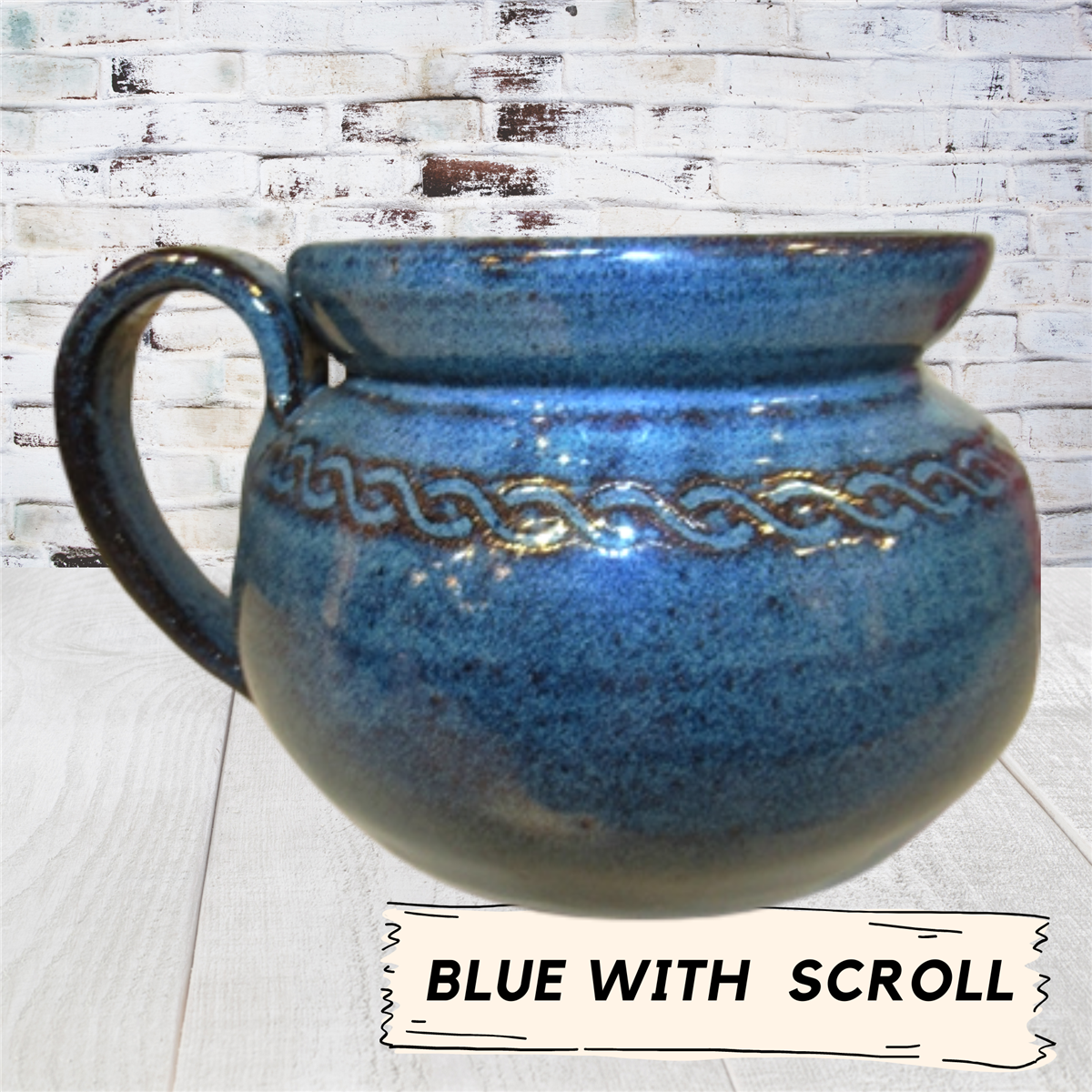 Chili bowl with handle holds 16 ounces handmade pottery bowl for soup ice cream salad.