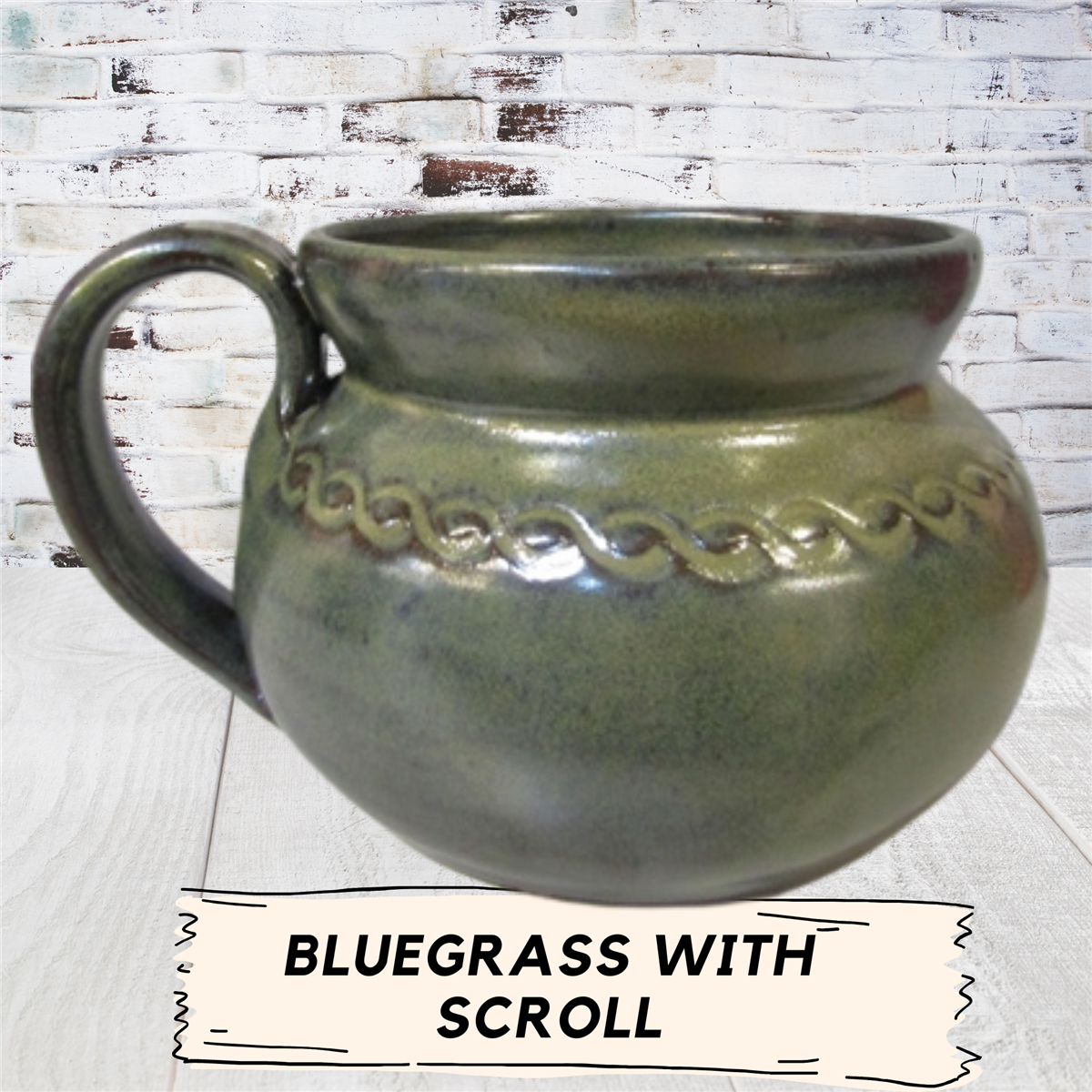 Chili bowl with handle holds 16 ounces handmade pottery bowl for soup ice cream salad.