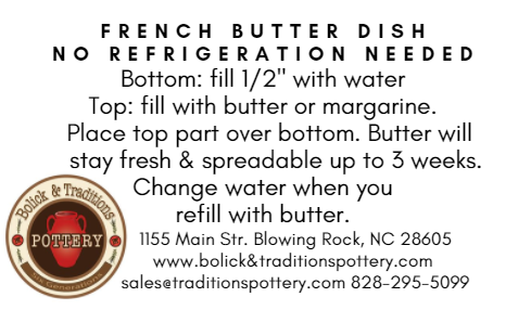 French butter dish, no need to refrigeration needed. Margerine bowl