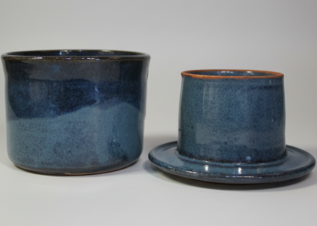 French butter dish blue 