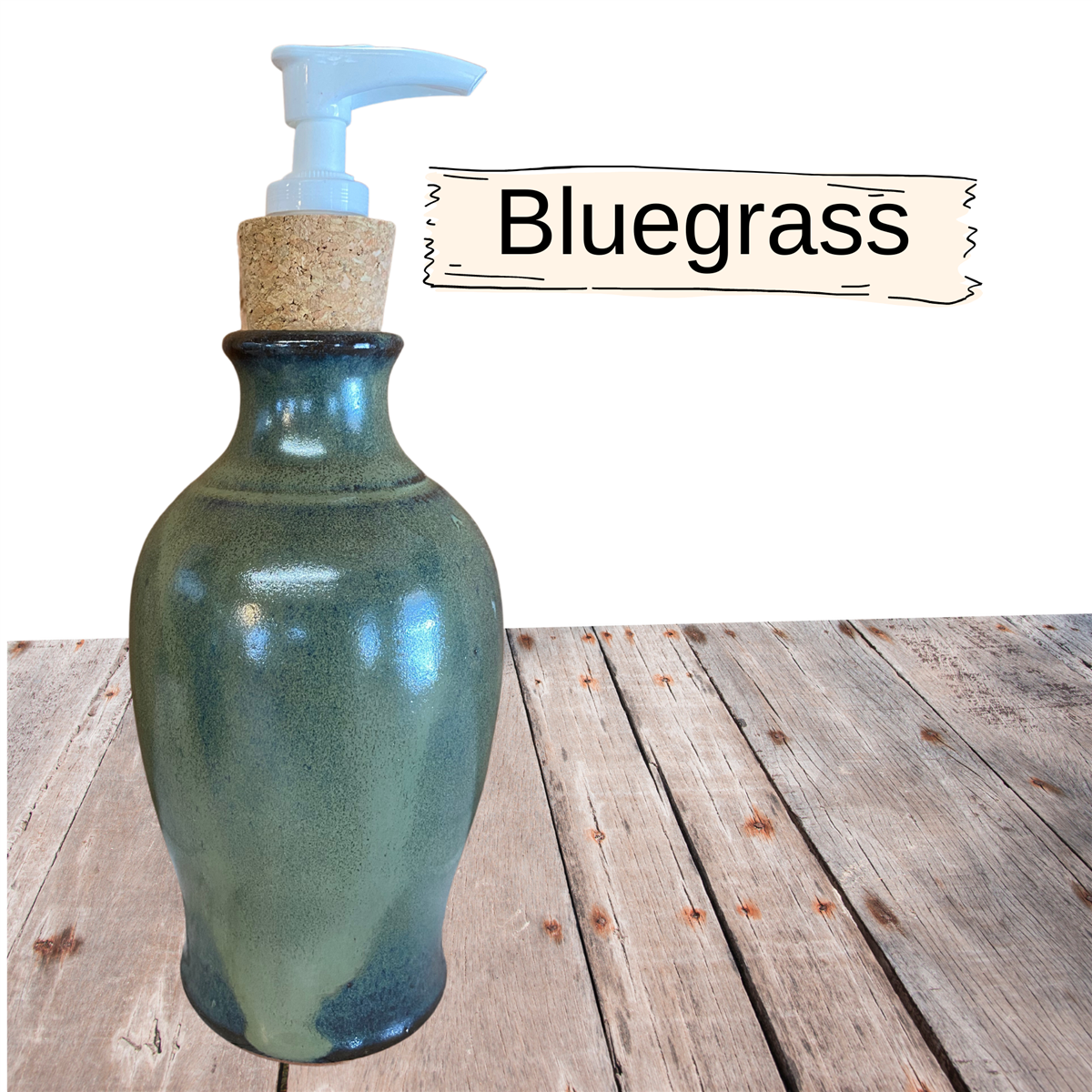 lotion, liquid soap dispenser pottery for dishwashing liquid. Handmade ceramic with cork and plastic pump