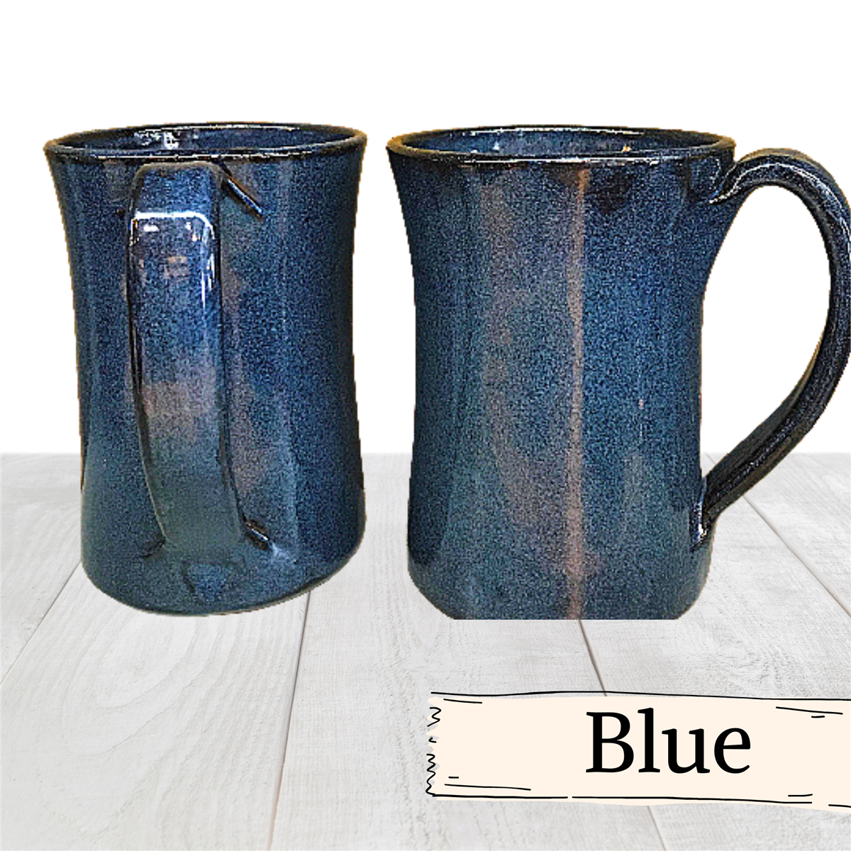 Large Coffee mug holds 12 to 14 ounces Pottery cup wide handle Tea glass