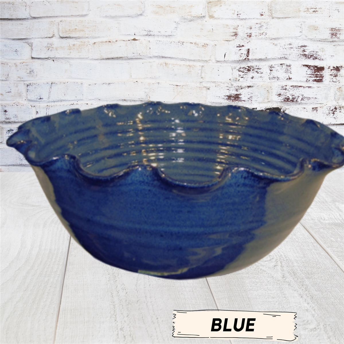 Pottery serving bowl for salads or vegatables. Large ceramic dish