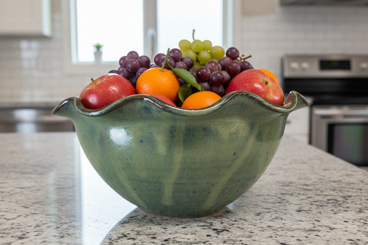Pottery serving bowl for salads or vegatables. Large ceramic dish