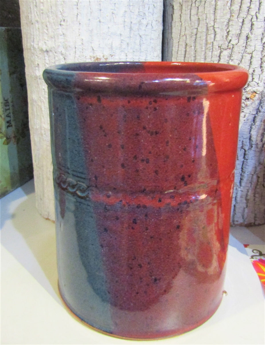Utensil Holder, and Wine Chiller straight cylinder pottery handmade