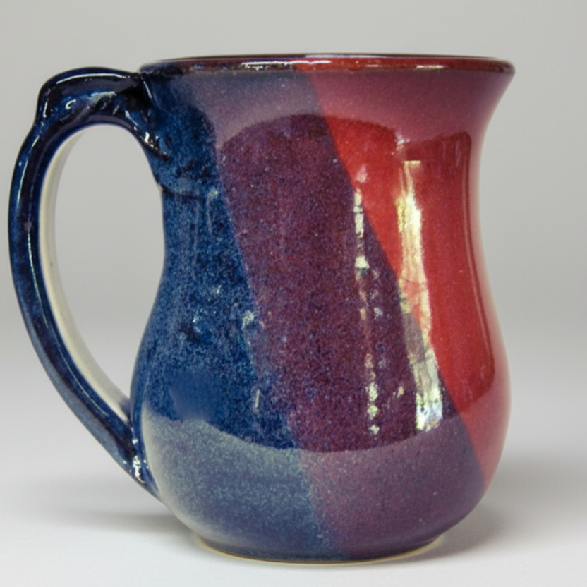 Coffee mug with thumb rest. Handmade pottery. Ceramic tea cup. 12 ounce mug