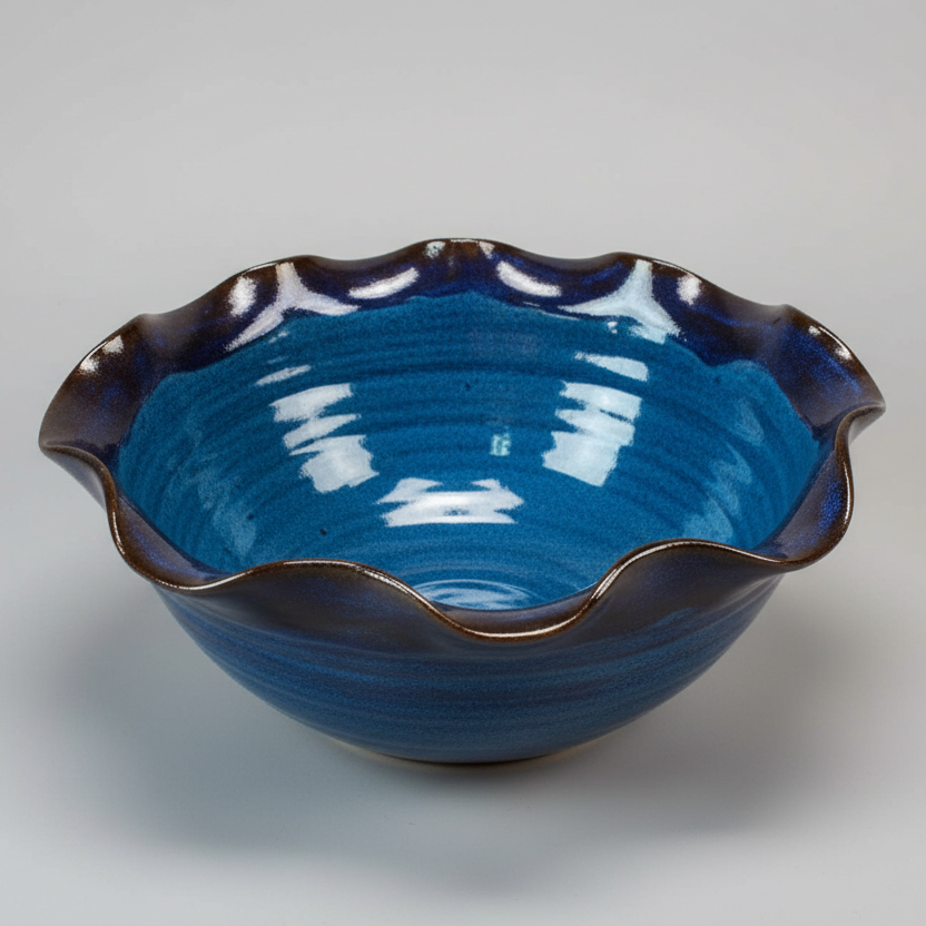 Pottery serving bowl for salads or vegatables. Large ceramic dish