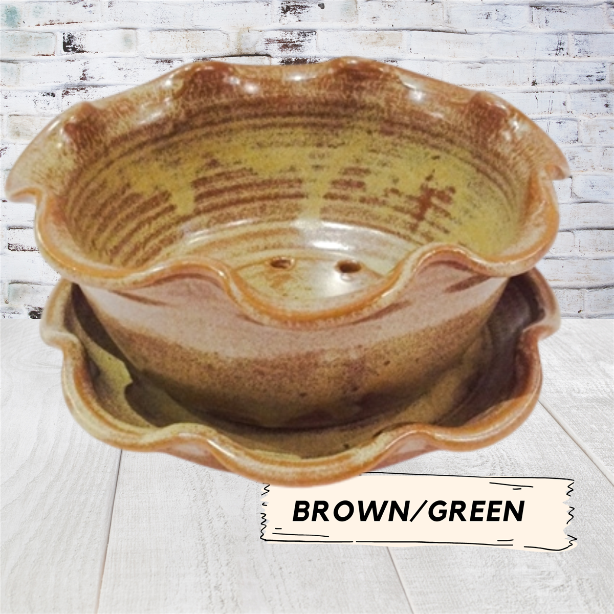 Colander strainer for draining blueberries pottery ceramic bowl