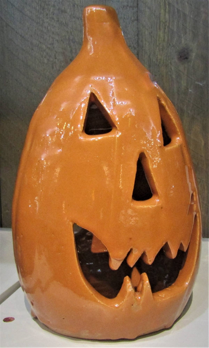 Jack O Lantern with happy cut out face for candle, electric or battery lights. For Indoors or outdoors. Fall, Thanksgiving, Halloween.