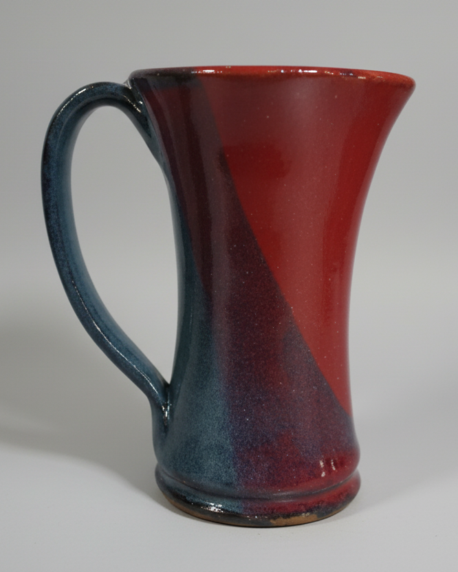 Coffee mug 12 ounces pottery with handle handcrafted. Fits under one cup coffee makers
