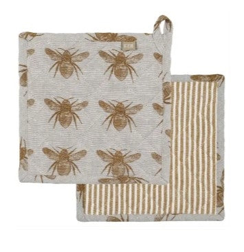 Bee design cotton trivet or pot holder. By the stove Raine & Humble