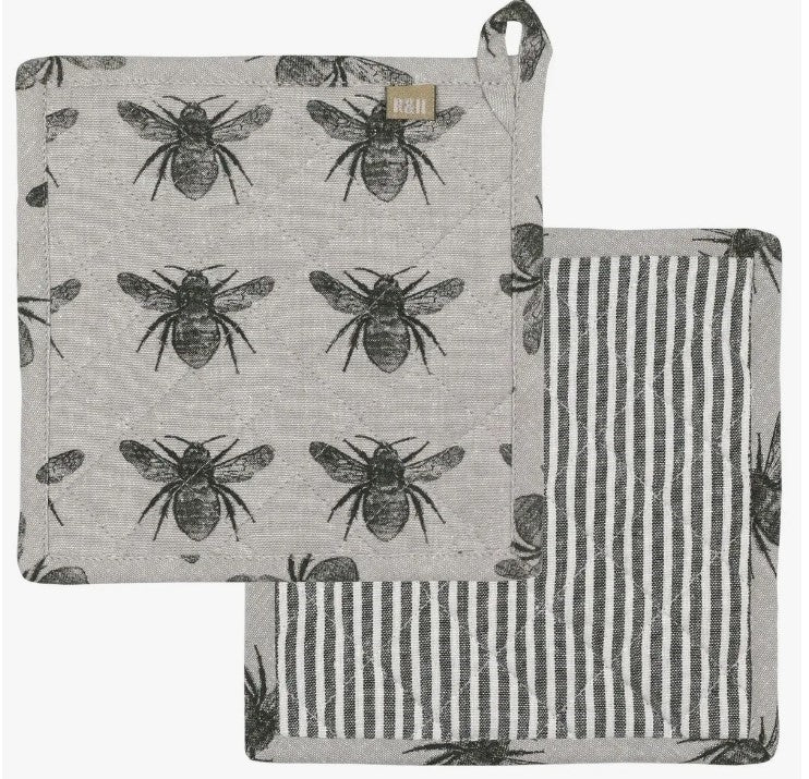 Bee design cotton trivet or pot holder. By the stove Raine & Humble