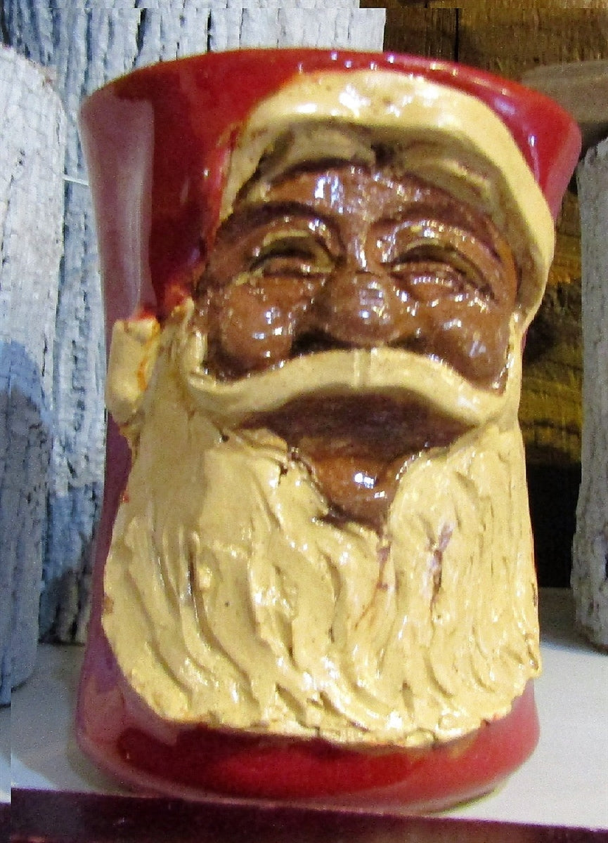 Santa Claus face mug hand sculpted Traditions Pottery Calhoun