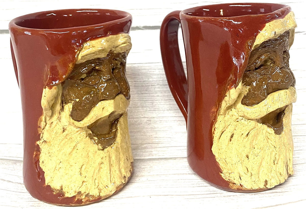 Santa Claus face mug hand sculpted Traditions Pottery Calhoun