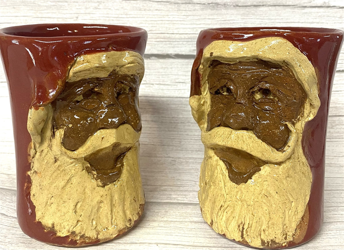 Santa Claus face mug hand sculpted Traditions Pottery Calhoun