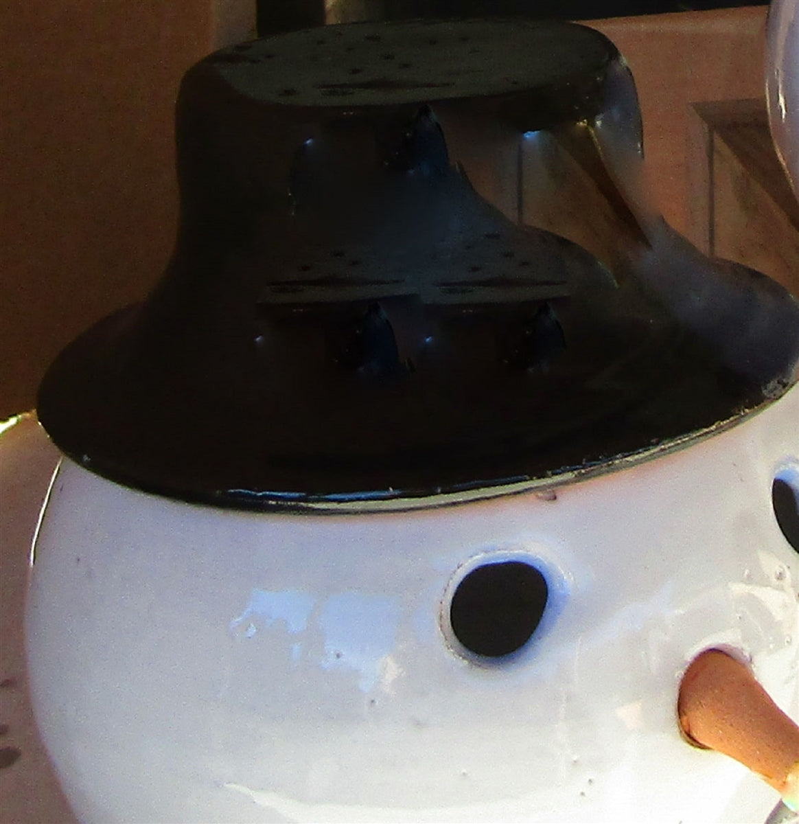 Snowman candle lantern pottery with removable hat ceramic lantern