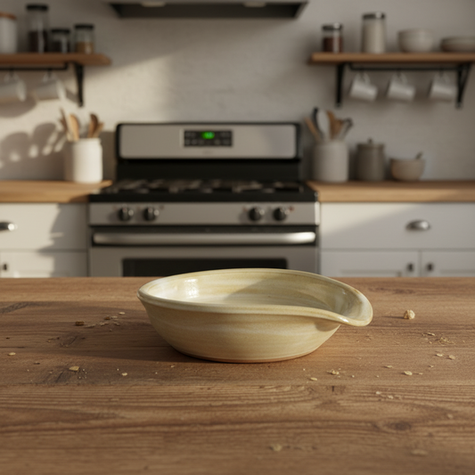 Pottery spoon rest for the stove and utensils. Ceramic tray for stove or countertop