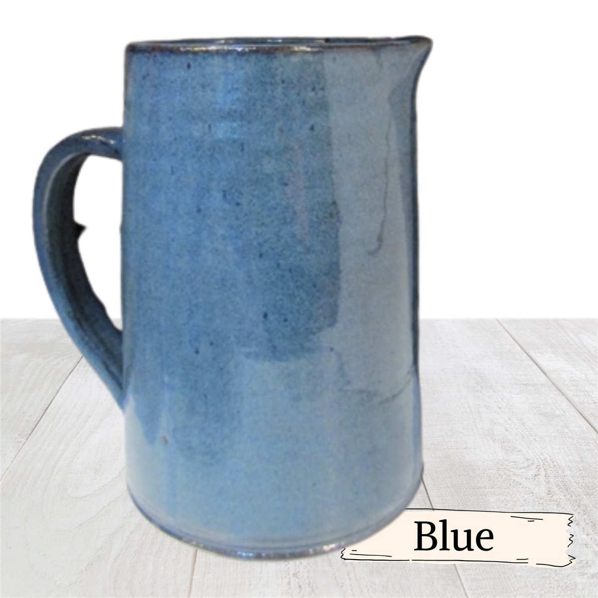 Large pottery pitcher with pour spout.  Hot or cold liquids